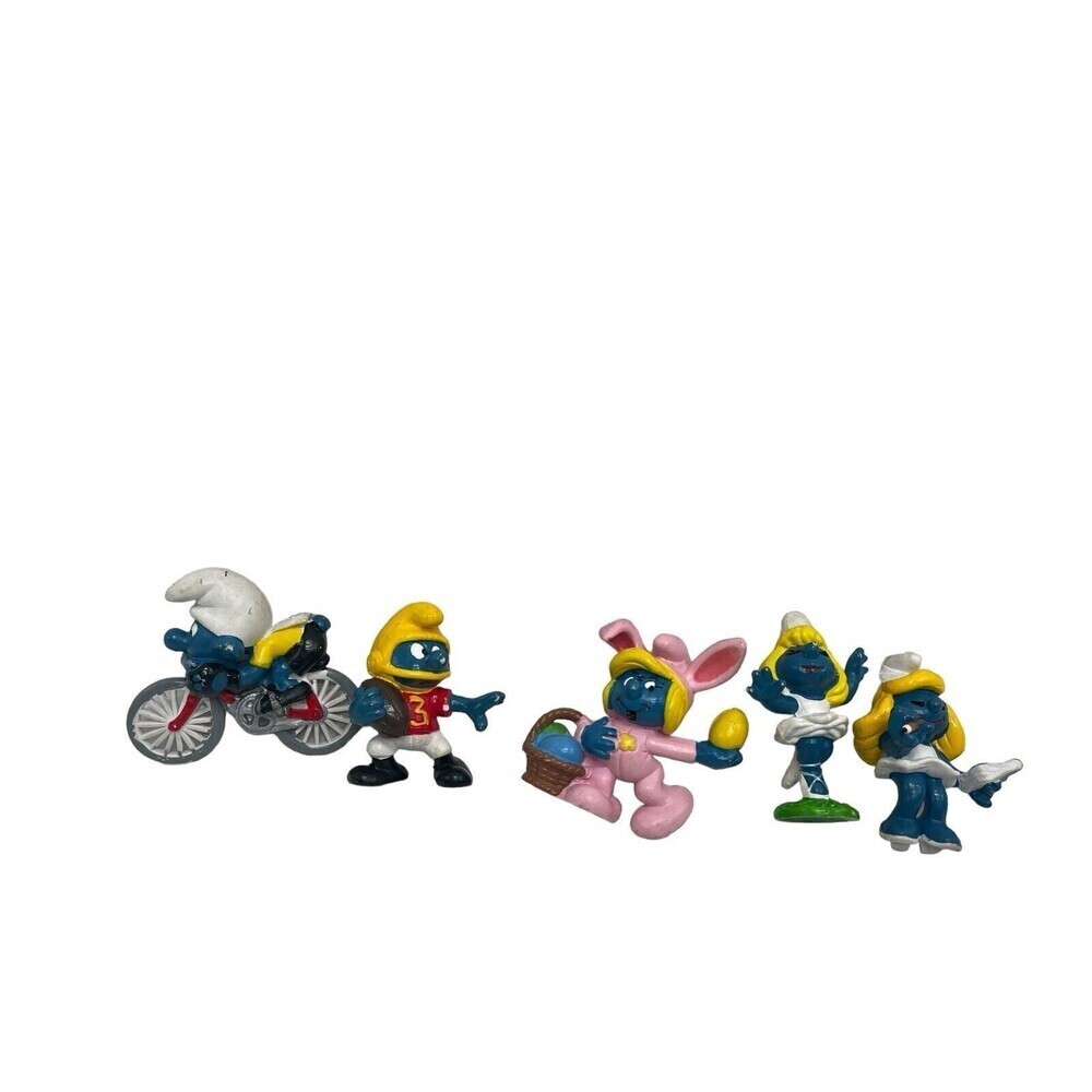 1980’s /1970’s Lot Of 5 Vintage Peyo Smurf Schleich Figures Hong Kong RARE